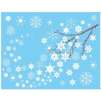   Ágakról hulló csillogó hópelyhek, többször használható ablakmatrica