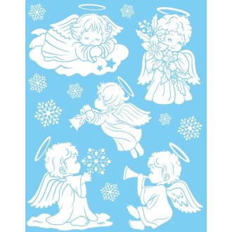   Csilllogó angyalok, többször felhasználható ablakmatrica