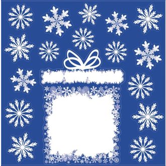   Dekoratív ablakmatrica hópelyhekkel, tobbször használható