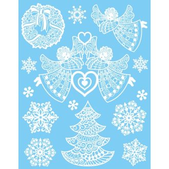 Karácsonyi angyalok, csillámos sztatikus ablakmatrica