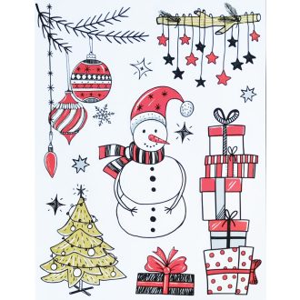 Karácsonyi hóember, csillámos karácsonyi ablakmatrica