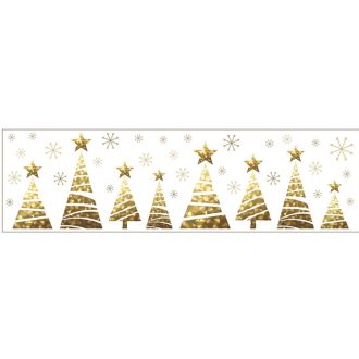 Fenyőfák arany dombornyomással, sztatikus ablakmatrica