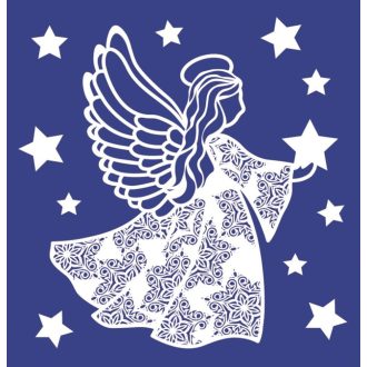   Csillagot tartó angyal, ünnepi ragasztómentes matrica ablakra