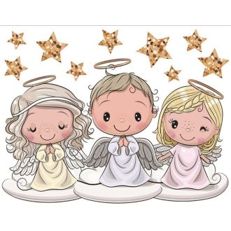   Angyalkák felhőkön, csillogós színes ablakmatrica gyerekeknek