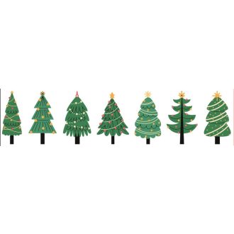 Csillámos fenyőfák, dekorcsík üvegre ragasztómentesen