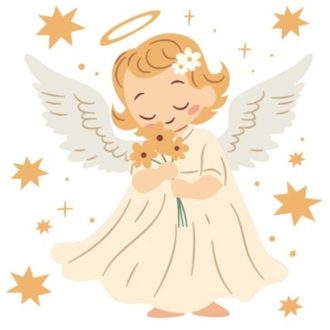 Kisangyal virágokkal, ünnepi ablakmatrica