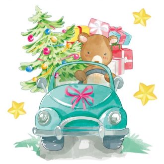   Karácsonyi fuvar, töbször használható ablakmatrica gyerekeknek