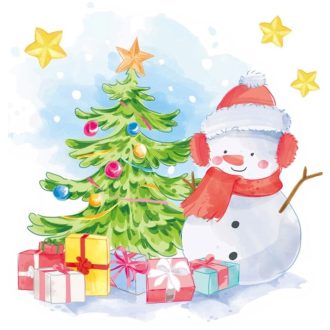   A hóember és az ajándékok, ablakmatrica karácsonyra gyerekszobába