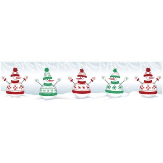   Piros és zöld hóemberek, ablaküvegre sztatikus dekorcsík