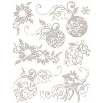   Csillámos gömbök karácsonyra, többször használható üvegmatrica