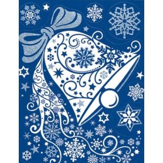 Harangzúgás a hóesésben, csillámos matrica karácsonyra