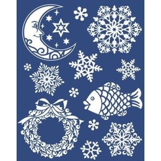 Téli dekor ablakra csillogó mintákkal