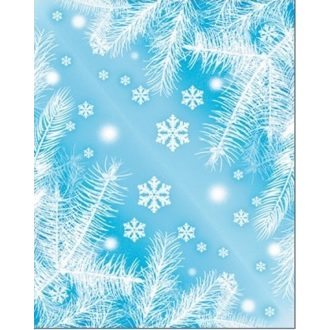 Téli fenyőágak, újra felhasználható ablakmatrica