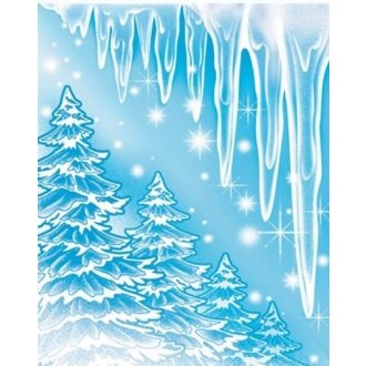 Jégcsapok és fenyőerdő, könnyen levehető ablakmatrica