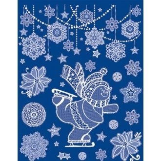 Csipkehatású karácsony, sztatikus ablakmatrica