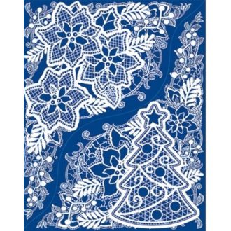 Dekoratív csipke sarokminta, karácsonyi üvegmatrica