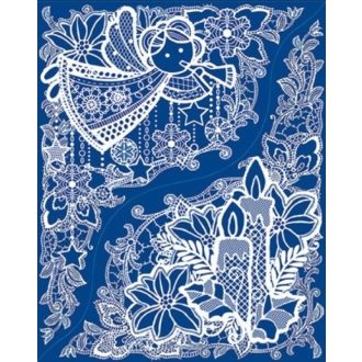 Sarokminta csipkés, karácsonyi üvegmatrica