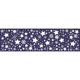   Csillagok és hópelyhek kavalkádja üvegre sztatikus dekorcsíkon
