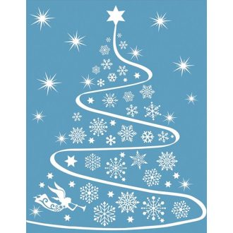 Karácsonyfa díszítve, ragasztómentes ablakdísz