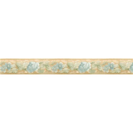 Halvány kék virág mintás öntapadós bordűr