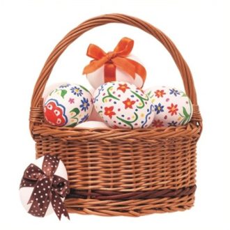 Kosár hímestojásokkal, húsvéti sztatikus ablakmatrica