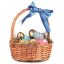 Kosár kék masnival, húsvéti sztatikus ablakmatrica