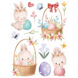   Húsvéti kisnyuszik, glitteres ablakfólia ragasztó nélkül