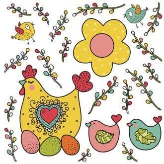 Húsvéti csibés folklór, sztatikus ablakmatrica