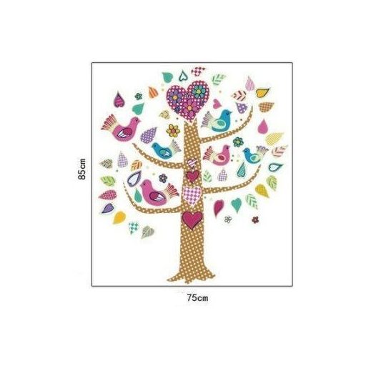 Fa madarakkal, éjjel világító falmatrica