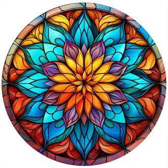 Mandala világoskékkel, ólomüveg hatású ablakmatrica