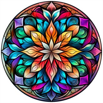   Káprázatos színek mandalája, ólomüveg hatású ablakmatrica