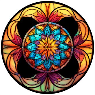 Mandala lángoló kerettel, ólomüveg hatású ablakmatrica