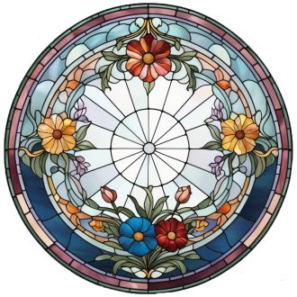   Virágok pasztell háttérrel, ólomüveg hatású ablakmatrica