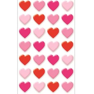 3D színes szívecskék, öntapadós dekormatrica