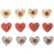 Szívek gombbal, ragasztókoronggal - 3 cm