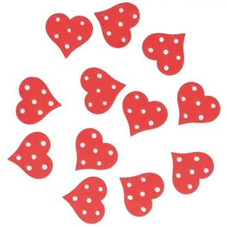 Piros szívek ragasztókoronggal - 3 cm