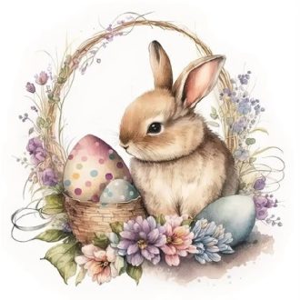 Kisnyuszi, vintage csillámos húsvéti ablakmatrica