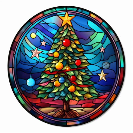 Ólomüveg hatású karácsonyi ablakmatrica, Karácsonyfa (2)