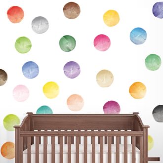 Festett hatású színes körök, falmatrica csomag