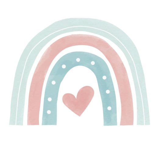 Festett szivárvány - szívecskés, gyerekszoba falmatrica