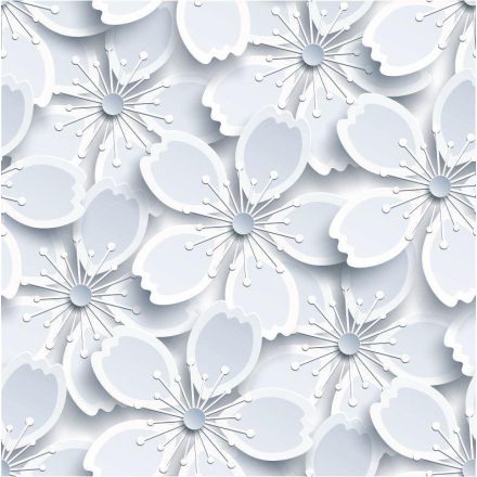 Fehér virágok, öntapadós tapéta