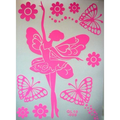 Tündér pillangókkal, éjjel világító falmatrica, rózsaszín