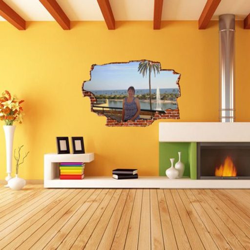 Egyedi áttört téglafal hatású falmatrica saját képből