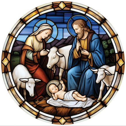 Kis Jézus születése (2), ólomüveg hatású karácsonyi ablakmatrica