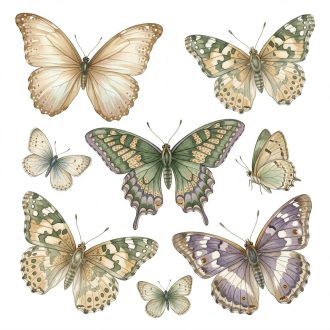 Zöld szett pillangók, ragasztómentes ablakmatrica