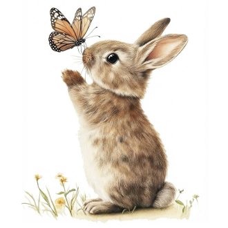 Nyuszi orrán pillangóval, ragasztómentes ablakmatrica