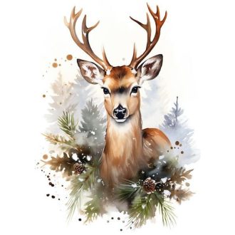 Szarvas a téli erdőből, ragasztómentes ablakmatrica