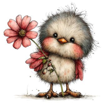 Kismadár virágszállal, ablakmatrica ragasztó nélkül