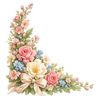 Tavaszi virágos sarokminta, balos, sztatikus ablakmatrica