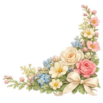 Tavaszi virágos sarokminta, jobbos, sztatikus ablakmatrica